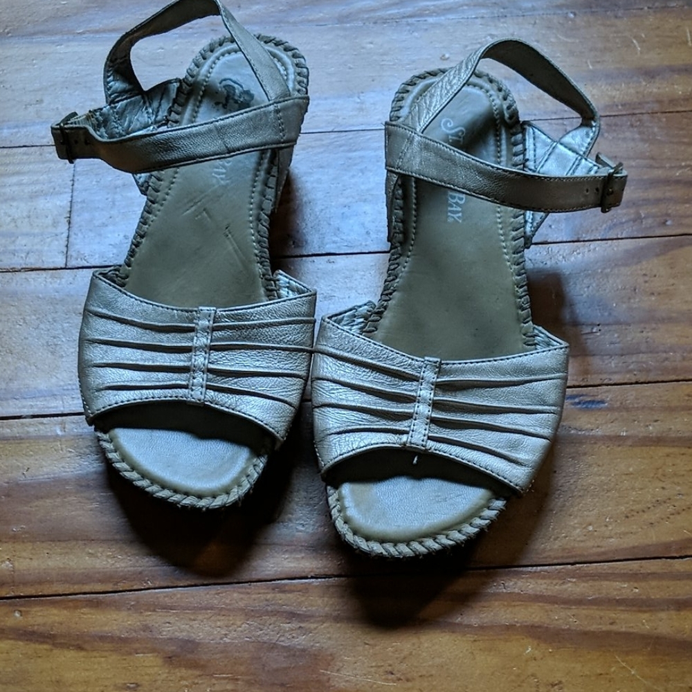 St John's Bay gold leather sandals